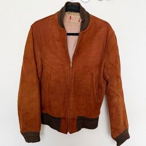 True Vintage 50s Brown Suede Leather Jacket Scoval Zipper by Sierra Sportswear